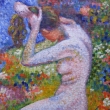 Seated nude (akryl na platne, 33x44cm)